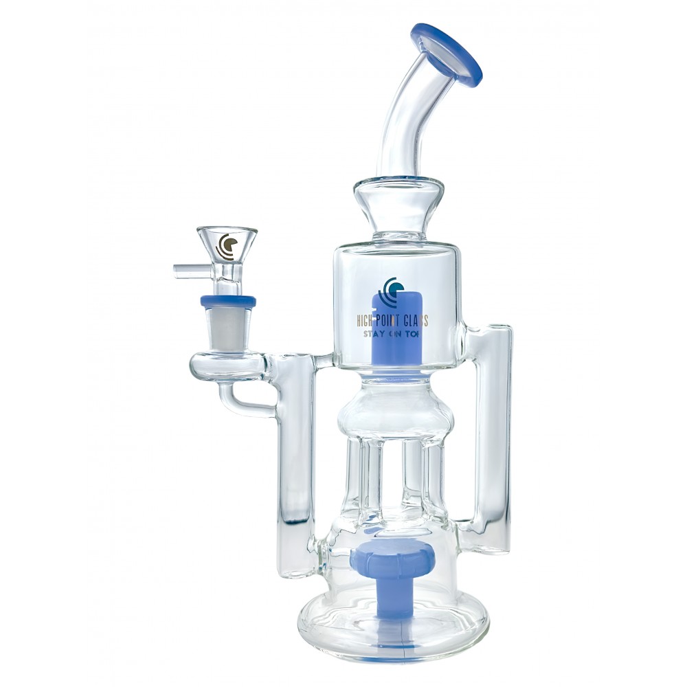 High Point Glass 10" 5mm High Tech Pod Shower Head Perc Recycler Water