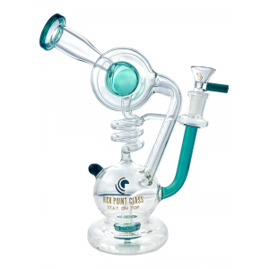 High Point Glass - 9.5" 5mm Stunning Drum Shower Head Perc Spiral Recycler Water Pipe [WPD-273]
