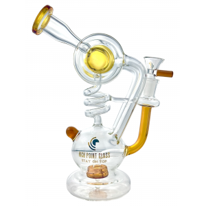 High Point Glass - 9.5" 5mm Stunning Drum Shower Head Perc Spiral Recycler Water Pipe [WPD-273]