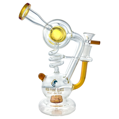 High Point Glass - 9.5" 5mm Stunning Drum Shower Head Perc Spiral Recycler Water Pipe [WPD-273]