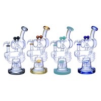 Clover Glass - 11.5" Double Chamber Sprinkler Perc Recycler Water Pipe