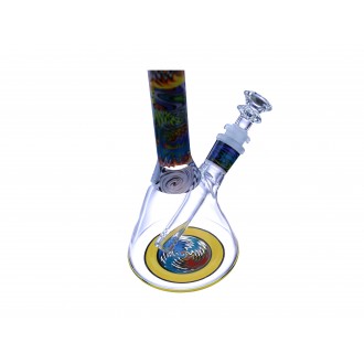 Clover Glass - 10" Wig Wag Hypnotic Wave Art Beaker Water Pipe
