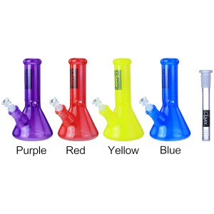 Clover Glass - 9.5" 7mm Colored Beaker Water Pipe - [WPD-443]