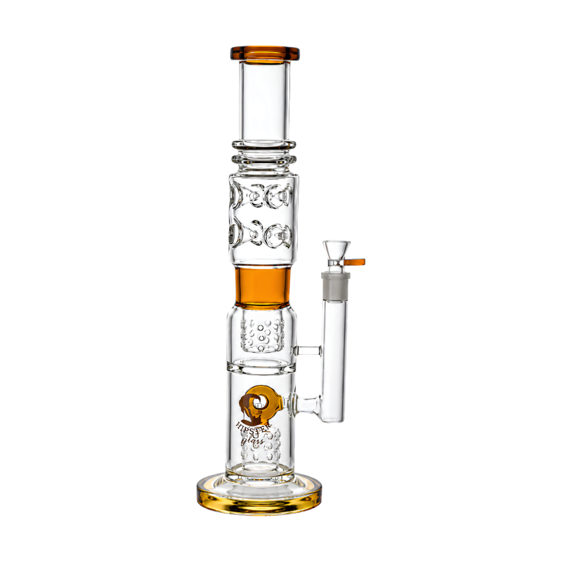 Hipster 16.5" 5mm Donut Perc Ice Catcher Straight Water Pipe – Amber