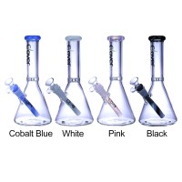 Clover Glass - 10" Crystal Clear Color Accent Beaker Water Pipe - [WPE-139]