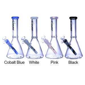 Clover Glass - 10" Crystal Clear Color Accent Beaker Water Pipe - [WPE-139]