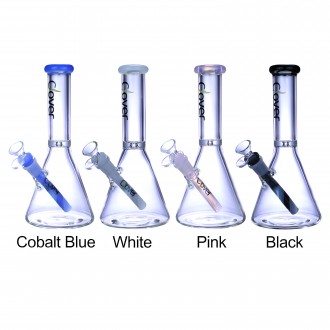 Clover Glass - 10" Crystal Clear Color Accent Beaker Water Pipe - [WPE-139]