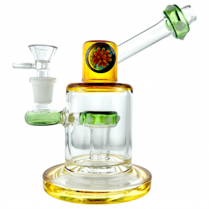 6.5" Curvaceous Flask W/ Shroom Perc Side Car Water Pipe [WPE-151]