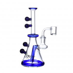 Clover Glass 7.5" Colored Ball Mini Rig Water Pipe 14F [WPE-438]