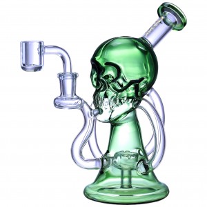 Clover Glass - 7.5" Skull Showerhead Perc Recycler Bong