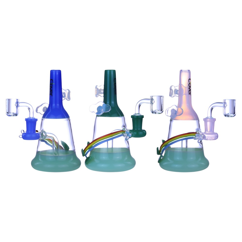 Clover Glass 7-Inch Clouds Chasing Rainbow Dab Rig with Showerhead Perc