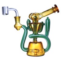 Clover Glass - 7" Cactus Coolness Showerhead Perc Recycler Water Pipe