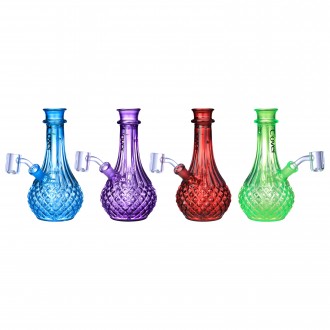 Clover Glass - 7.5" Textured Crystal Style Glass Water Pipe - [WPE-963]