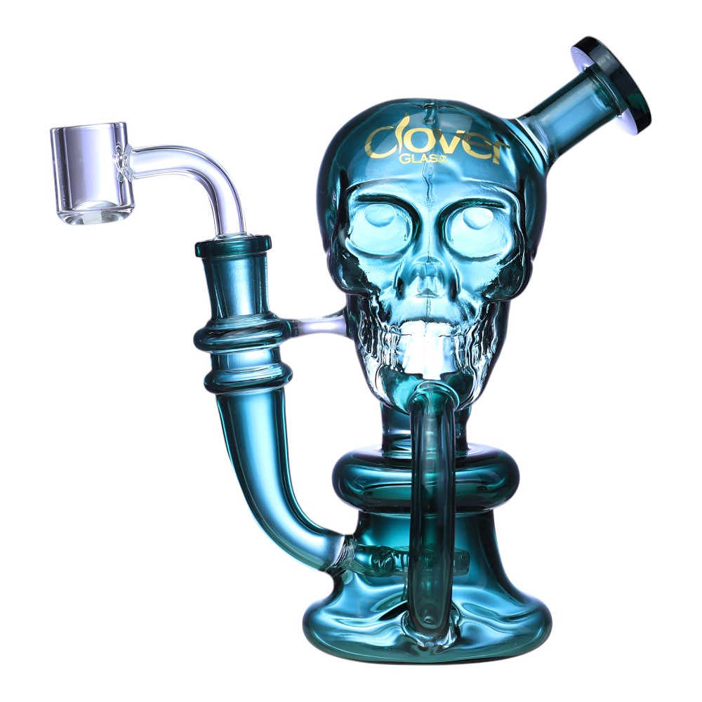 Clover Glass Skull Shape Matrix Perc Recycler – 6.5 Clover Glass Skull Shape Matrix Perc Recycler Bong – 6.5 Inch