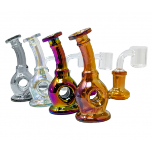 5" Assorted Color Electro Plated Donut Water Pipe - [WPL3998]