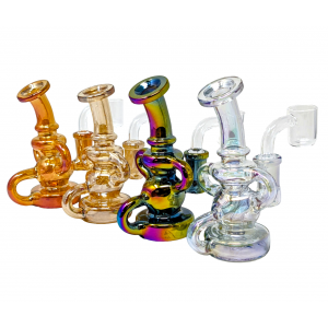 5" Assorted Color Electro Plated Recycler Water Pipe - [WPL4000]