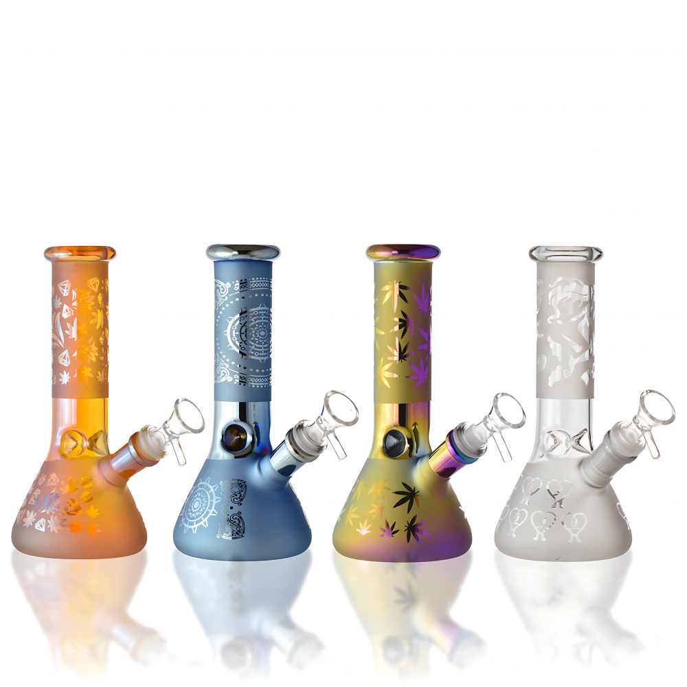 8 inch leaf electroplated beaker bong in assorted colors