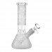 Frosted Glass Beaker Bong 8" with Etched Designs – Assorted