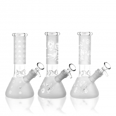 8" Frosted Etching Beaker Bong - Assorted