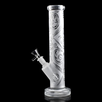 12" Clear Glass Frosted Straight Tube Water Pipe - Assorted
