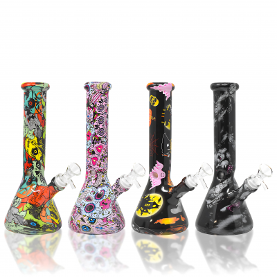 10" Marble Paint Beaker Water Pipe - Assorted