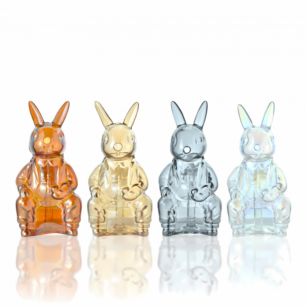 6 Inch Hop & Puff Electroplated Rabbit Glass Water Pipe