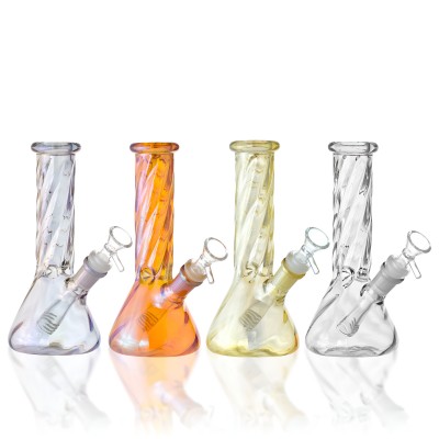 8" Swirl Glass Electroplated Beaker Water Pipe
