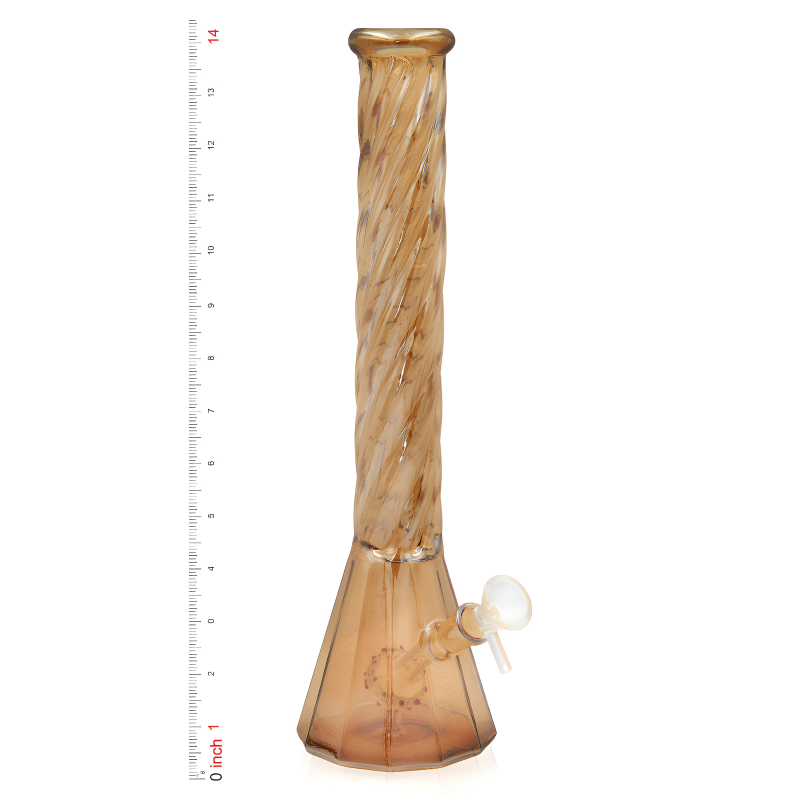 14" Twisted Tube Showerhead Perc Electroplated Beaker Water Pipe