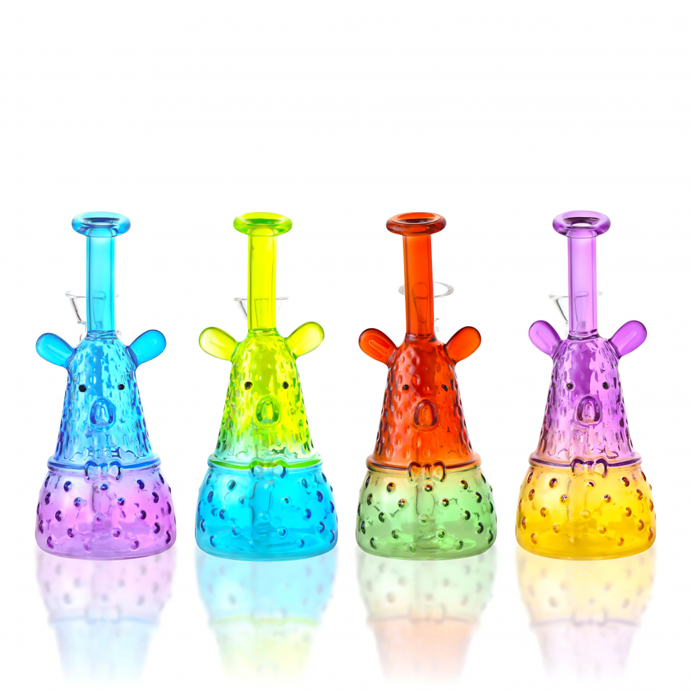 6 Inch Bear Shape Rasta Glass Water Pipe