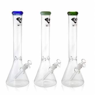 Diamond Gold Glass - 16" Ice-Pinch  Clear Beaker Water Pipe - Assorted [WPW0007-2002]