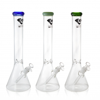 Diamond Gold Glass - 16" Ice-Pinch  Clear Beaker Water Pipe - Assorted [WPW0007-2002]