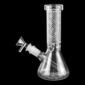 8" Etched Checkmate Beaker Water Pipe - [WPX1014]