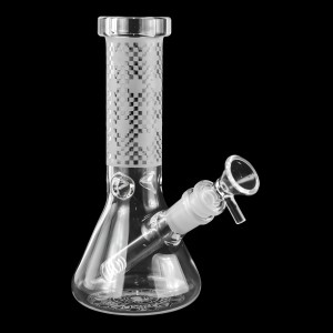 8" Etched Checkmate Beaker Water Pipe - [WPX1014]