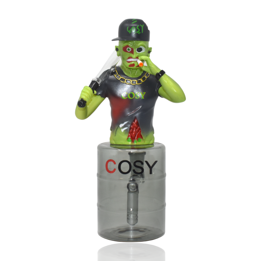 9" Cozy Zombie Baseball Guy Glass Water Pipe