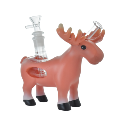 7" Majestic Moose Art Glass Water Pipe – Compact Beaker Style