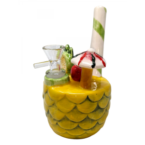 6.5" Pineapple Cocktail Straw Mouthpiece Ceramic Water Pipe - [WSG01]