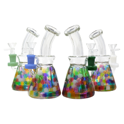 6.7" Assorted Rainbow Melted Polka Dot Water Pipe Rig - [WSG018]