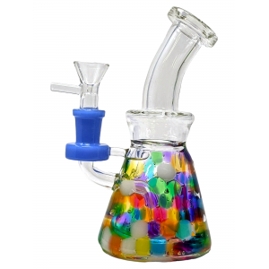 6.7" Assorted Rainbow Melted Polka Dot Water Pipe Rig - [WSG018]