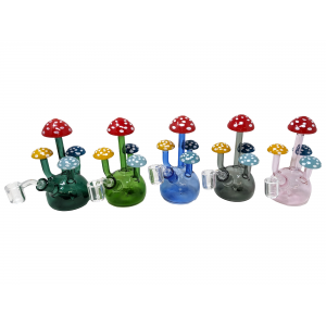 5.9" USA Color 4 Mushroom Design Water Pipe [WSG3683]