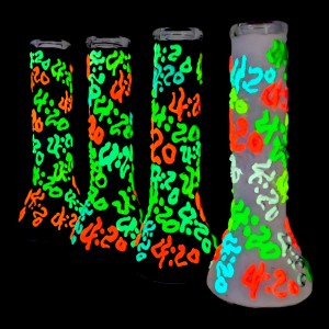 9.8" '420' Vibes Elevated Glow-in-the-Dark Beaker Clay Water Pipe [WSG5553]