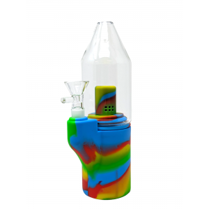 8" A Sili-Slick Water Pipe W/ 14mm Male Bowl - Assorted Color [WSG747]