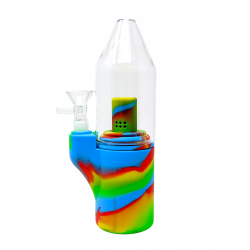 8" A Sili-Slick Water Pipe W/ 14mm Male Bowl - Assorted Color [WSG747]