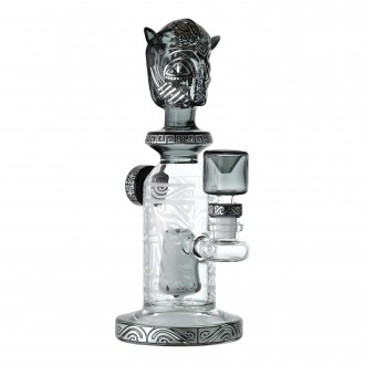9" Ancient Alien Head Sandblasted Showerhead Perc Water Pipe - Gray