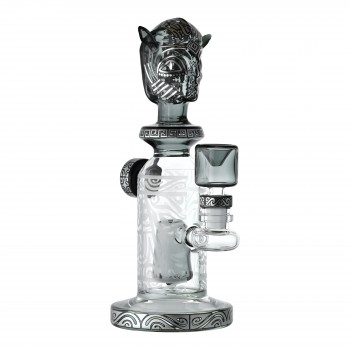 9" Ancient Alien Head Sandblasted Showerhead Perc Water Pipe - Gray