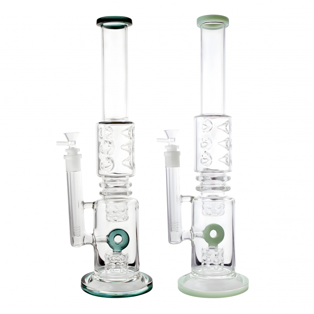 17" Donut Perc Ice Catcher Straight Water Pipe 17" Donut Perc Ice Catcher Chamber Straight Water Pipe