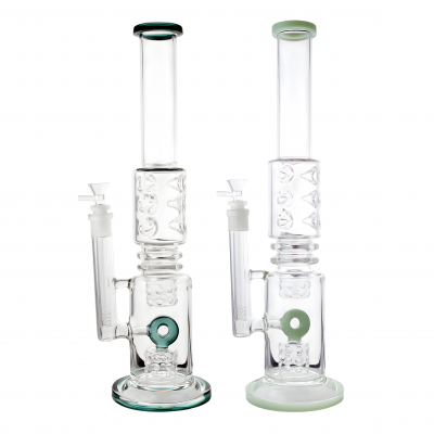 17" Donut Perc Ice Catcher Chamber Straight Water Pipe - [XT-0050]