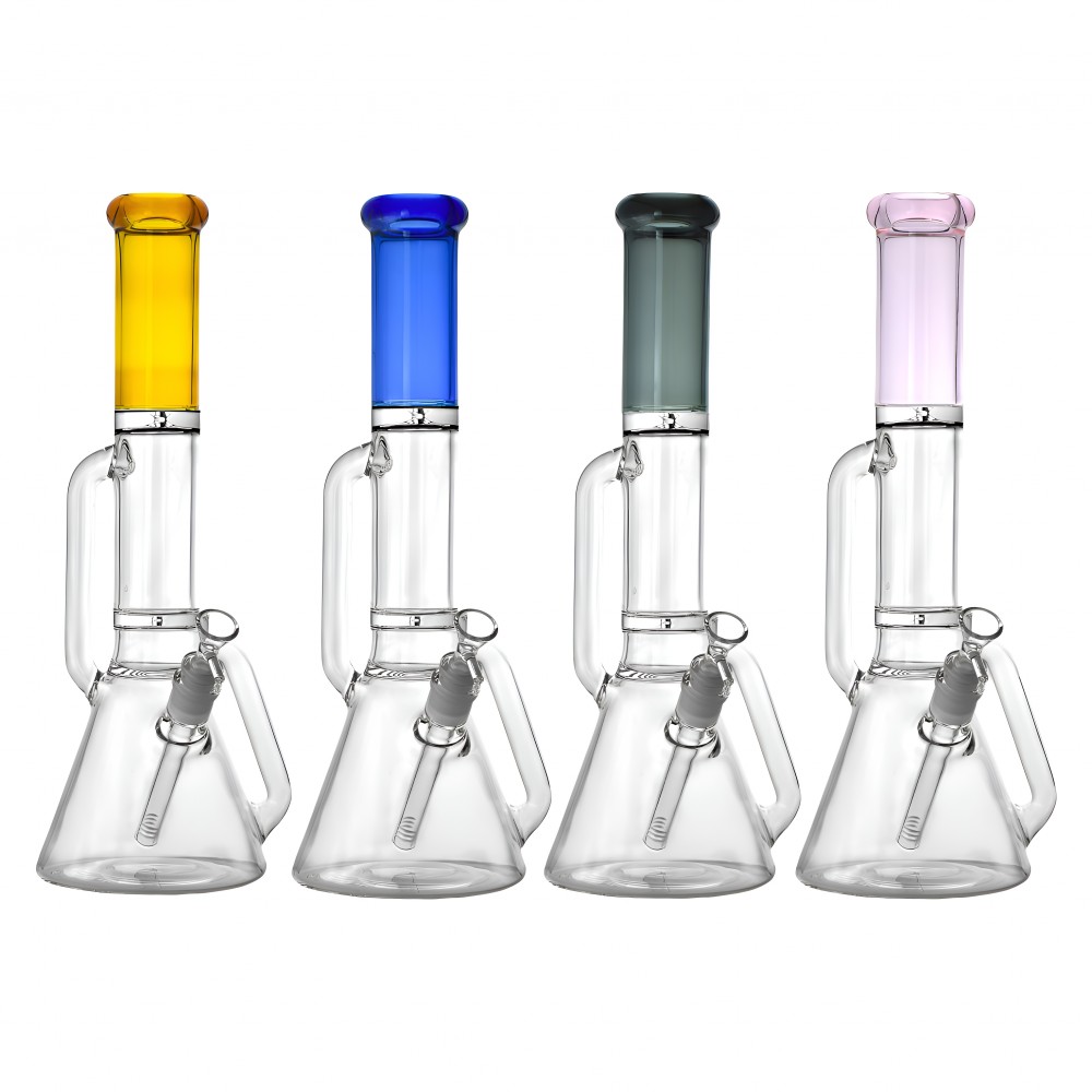 15.5-Inch Ice Pinch Double Handle Beaker Water Pipe 15.5-inch ice pinch double handle beaker water pipe with sturdy base and cooling features