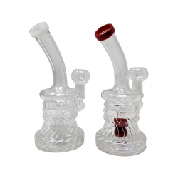 6" Mini Wavy Ring Body Built-In Perc Water Pipe Rig with Oil Dome - [XW117]