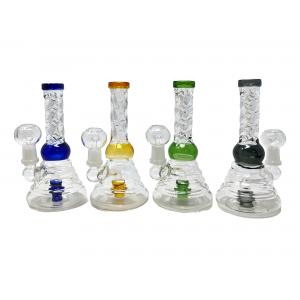 6" Mini Stacked Cone Base Showerhead Perc Water Pipe Rig with Oil Dome - [XWPS140B]