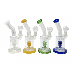 6" Upside Down Triangle Perc Cylinder Water Pipe Rig with Oil Dome - [XWPS75D]